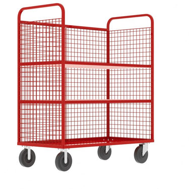Valley Craft Cage Cart - Stock Picking, 3-Sided, (2) Adjustable Shelves, 57